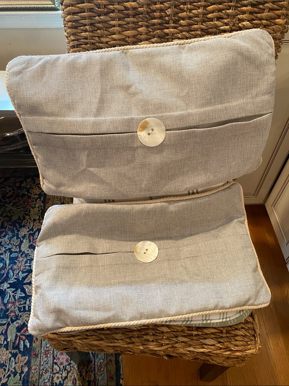 Gray Pillow Covers with Decorative Button